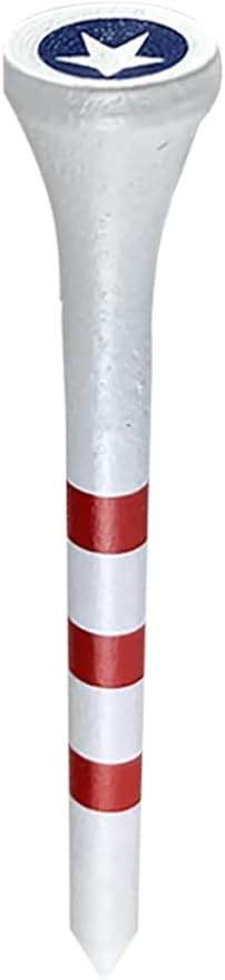 PrideSports 3-1/4" Pride Performance Wood Golf Tees - Special Edition Stars and Stripes - 45 Count - Designed for Less Friction and Longer Drives - Made in The USA