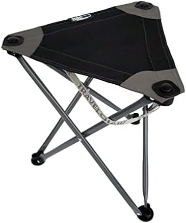 Travel Chair Big Slacker Stool, Portable Tripod Chair for Outdoor Adventures, Quick Folding Fishing Camping Travel Stool, Black & Gray