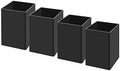 NIUBEE Black Acrylic Pen Holder 4 Pack, Desktop Pencil Cup Stationery Organizer for Office Desk Accessory