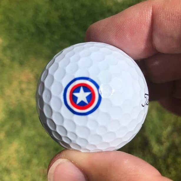 Golfdotz - USGA Rule Conforming Novelty Golf Ball Markers, Golf Ball Stickers for Marking Balls, No More Smearing from Stamps, Gifts for Golfers, Dads, and Retirees, (USA Collection; 32-Count)