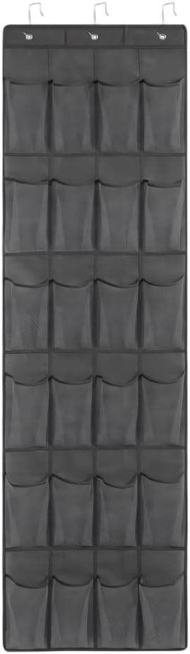 MiOYOOW Over the Door Shoe Organizer, Large Hanging Shoe Organizers Hanger Storage Holder with 24 Mesh Pockets & Hooks for Narrow Closet, Bedroom, Bathroom Shoes, Accessories