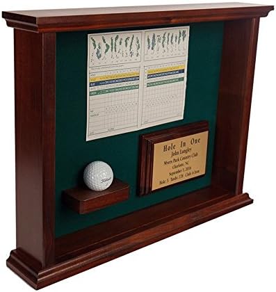 Hole-In-One Ball Golf Shadowbox Display for Ball & Scorecard or Photo~Includes Custom Engraved Plate~Cherry Finish