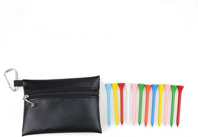 Black Mini Golf Tee Pouch Bag, Durable Golf Ball Tee Storage Bag Leather Golf Tees Pocket with Zipper, Golf Supplies Accessories, Golf Club Bag Accessories, Golf, Sports