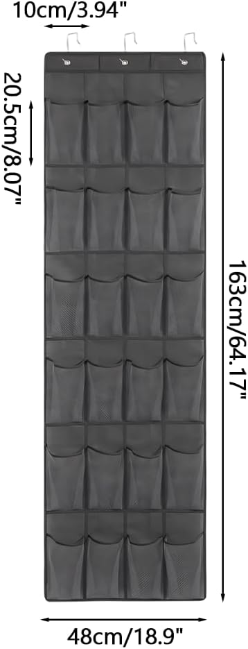 MiOYOOW Over the Door Shoe Organizer, Large Hanging Shoe Organizers Hanger Storage Holder with 24 Mesh Pockets & Hooks for Narrow Closet, Bedroom, Bathroom Shoes, Accessories