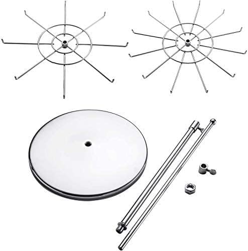 Dual Adjustable (Total Height & Tier Heighs) CounterTop Spinner Display Stand, Heavy Duty 2-Tiers, Silver