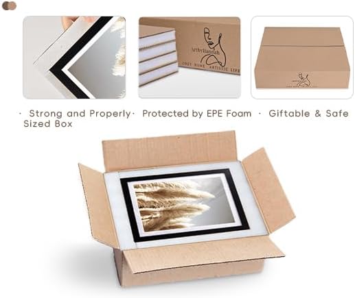 ArtbyHannah Gallery Wall Frame Set, 8 Pack Picture Frames Collage Wall Art Decor with Neutral Pampas Grass for Bedroom, Assorted Size Including 8"x10", 5"x7", 4"x6", 6"x6"(Black Frame,Small)