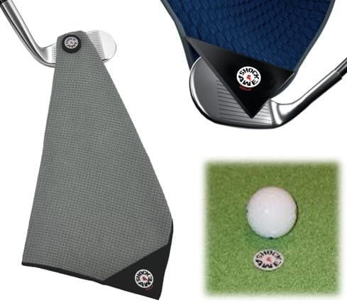 Magnetic 4-in-1 Multi Tool Golf Towel - Magnetic Towel - Silicone Brush - Groove Cleaner - Bag Clip - Microfiber Waffle Design - Men's and Women's Golf - Golf Gifts
