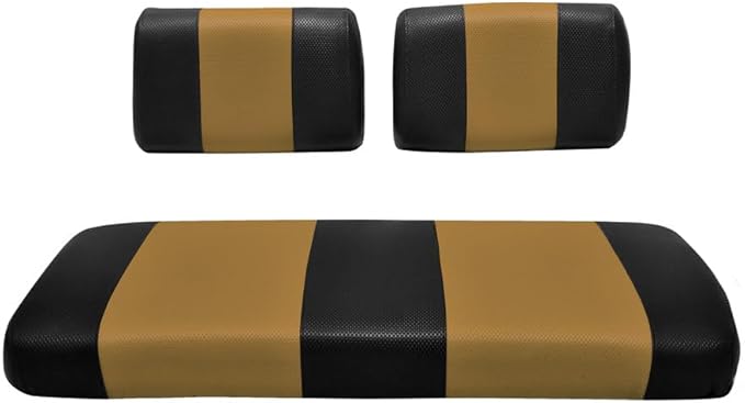 Seat Cover Replacement for Yamaha G-16/G-22 Golf Cart - Front Bench Seat - Premium Marine Vinyl - 5 Panel Stitching - Staple On Installation - Two-Tone Golf Cart Seat Covers (Black & Tan)
