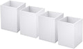 NIUBEE White Acrylic Pen Holder 4 Pack, Desktop Pencil Cup Stationery Organizer for Office Desk Accessory