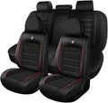 Leather Car Seat Covers for Volkswagen Golf SportWagen 2015-2019,Waterproof Soft Seat Covers,Interior Accessories Seat Covers Protector Airbag Compatible(5pcs Black&Red Standard)