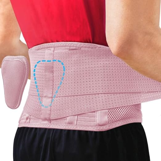 Sparthos Back Support Belt - Immediate Relief from Back Pain, Herniated Disc - Breathable Brace With Lumbar Pad - Lower Backbrace - For Men & Women - Fits 24–31″ Waist (Pink-XS, Check Size Chart)