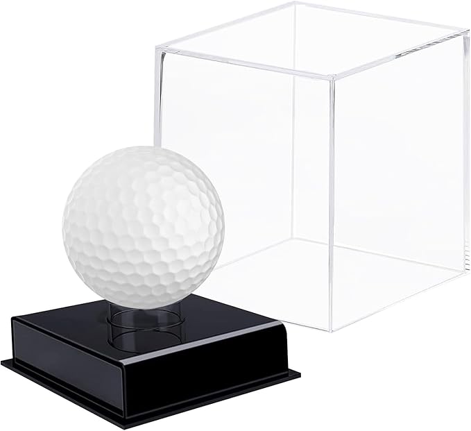 Custom Golf Ball Display Case Acrylic Golf Ball Holder Case Laser Engraved Plaque Showcase Your Cherished Golf Ball Memorabilia (Sapphire Blue)