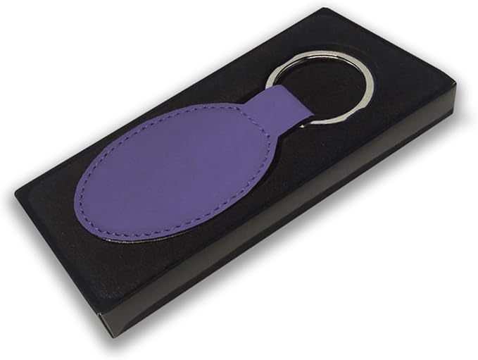 LaserGram Oval Keychain, Off Road Racer, Personalized Engraving Included (Dark Purple)