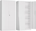 Greenvelly Metal Garage Storage Cabinet,Steel Lockable Storage Cabinet with 2 Doors and 4 Adjustable Shelves,Tall Metal Cabinet Locking File Cabinet for Office,Home, Garage, Gym, School