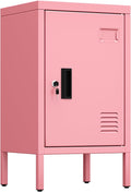 Aobabo 24.4" H Metal Locker Storage Cabinet with 1 Doors, Lockable Storage Cabinet with Adjustable Leveling Foot and Adjustable Shelves, Lockers for Home, Office, Assembly Required, Pink