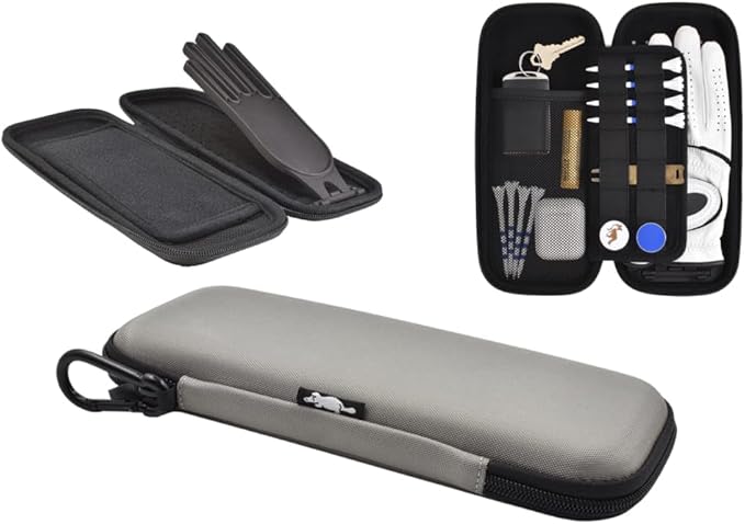 Platypus Golf Co. Golfing Caddie Hard Travel Case Organizer - Hinging Glove Shaper & Holder - Mesh Pocket & Storage Slots for Phone, Tees, Divot Tools & Ball Markers - Golfers Cases for Men & Women