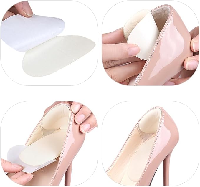 Soft Sponge Heel Protectors - Heel Grips for Comfort in High Heels – T-Shape Design – Anti Slip – Prevents Blisters - Makes Shoes Fit Better - 2 Pairs (Beige)
