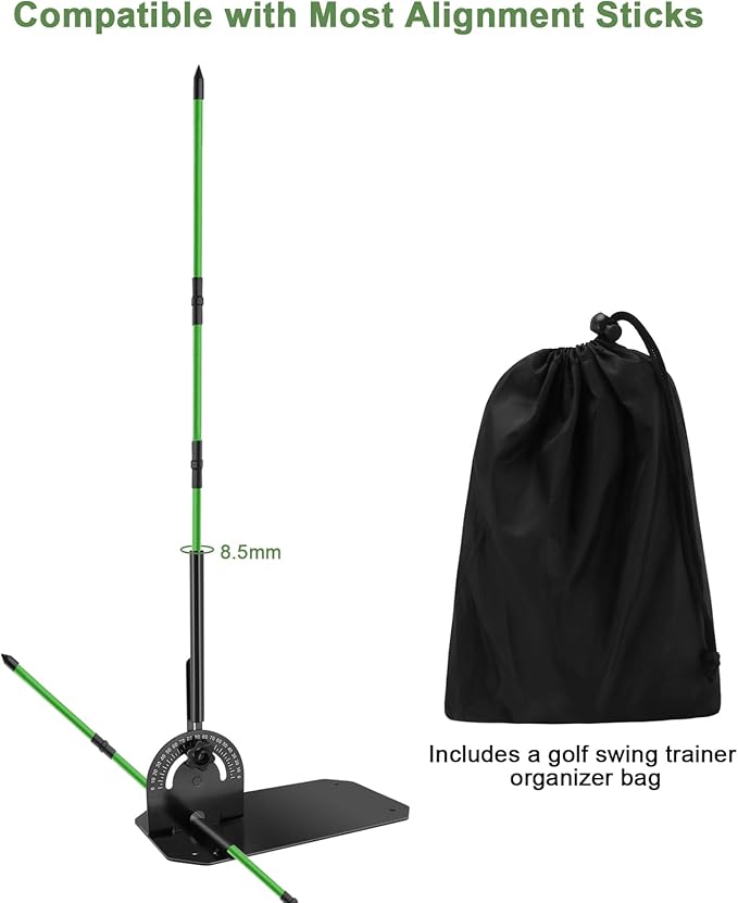 Golf Alignment Stick Holder,Professional Swing Trainer,Golf Swing Plane Trainer Aid for Aiming Putting Swing,Golf Teaching, Multi-Functional for All Levels of Golfer