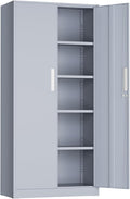 INTERGREAT Metal Storage Cabinet, 72" Locking Steel Cabinets with 2 Door and 4 Adjustable Shelves, Tall Metal Cabinet for Home Office, Garage, Warehouse,(Cement)