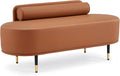 OmySalon Waiting Room Bench with Low Back, 53.5" Office Guest Chair, Faux Leather Upholstered Reception Seating, Lobby Bench for Beauty Salon Barbershop Airport Bank Hall Room Conference