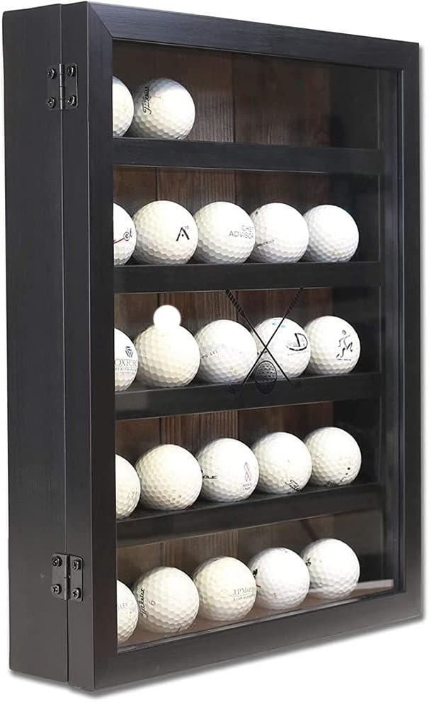 Golf Ball Shadowbox Display Case | 12 Ball & 25 Ball Options | Glass Front Door