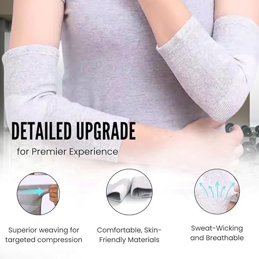 Wonder Care Bamboo Elbow Support Compression Sleeve for Tennis, Golf Elbow, Joint Pain Relief, White, Pack of 2 (Small)