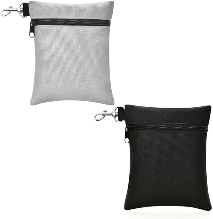 Golf Tee Pouch | Pack of 2 Golf Tee Bag | 5.24 X 6.42 Inch Zipper Golf Accessory Bag with Clip | Golf Bag Accessories for Men Women Golf Gift