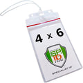 2 Pack - Extra Large Luggage Tags - Clear 4x6 Heavy Duty Cruise Ship I'd Tag/Golf Bag Travel Document Holder w 9" Plastic Loop - Waterproof Immunization Card Zip Pouch for Backpack by Specialist ID