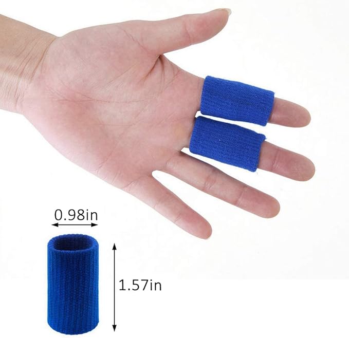 20 PCS Finger Sleeves Protectors, Sport Finger Sleeves Finger Splints Thumb Finger Brace Support Elastic Thumb Sleeves for Relieving Pain Arthritis Trigger Finger(Blue Black)