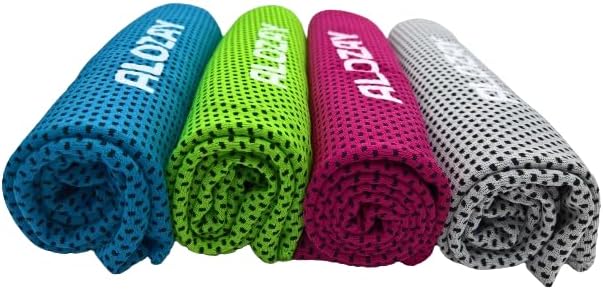2 Pack Cooling Towels (40"x 12") with Handle Carry Package, Microfiber Ice Towel for Instant Relief, Soft Breathable Chilly Towel for Yoga, Workout, Hiking, Golf, Gym (Rose Red/Grey)