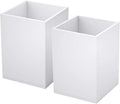 NIUBEE White Acrylic Pen Holder 2 Pack, Desktop Pencil Cup Stationery Organizer for Office Desk Accessory
