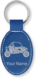 LaserGram Oval Keychain, Off Road Racer, Personalized Engraving Included (Dark Blue)