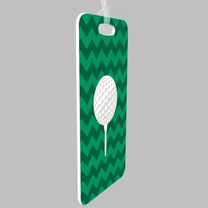 ChalkTalkSPORTS Golf Luggage & Bag Tag | Golf Ball and Tee | Custom Info on Back | Medium | Green