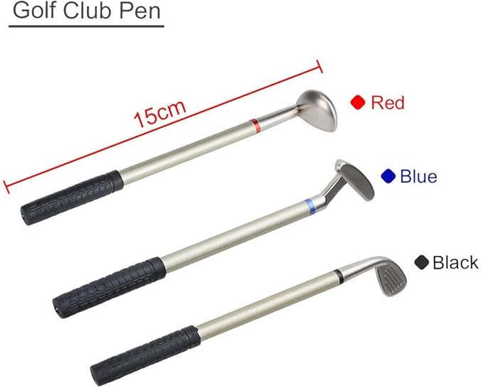 Leather golf pen holder with three golf club pen for writing, suitable for desk decoration, golf cake decoration, unique gift for men Boss Dad golfer colleagues, interesting and novel birthday gift