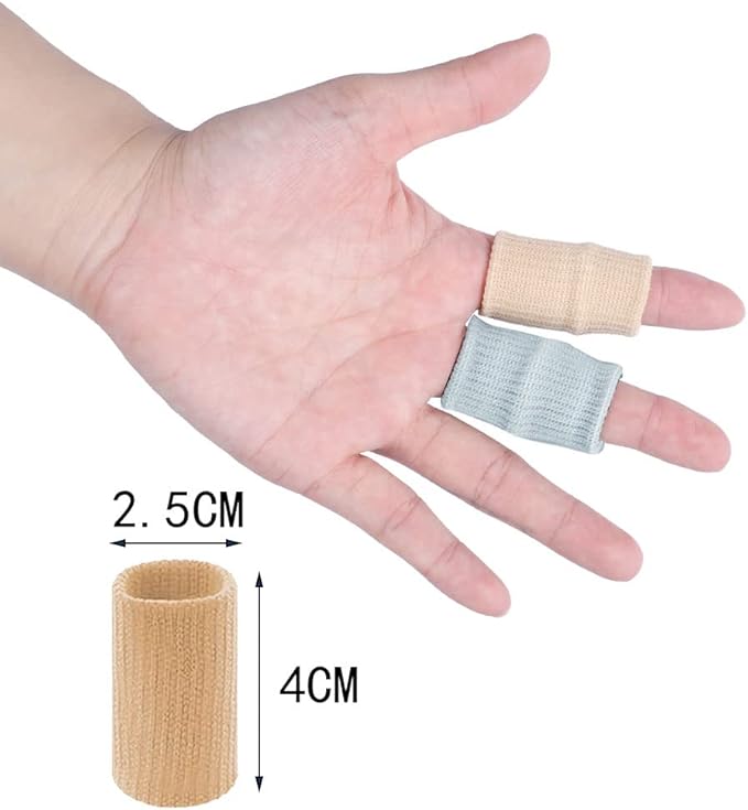 20 PCS Finger Sleeves Protectors, Sport Finger Sleeves Thumb Brace Support Finger Brace Elastic Thumb Sleeves for Relieving Pain Arthritis Trigger Finger(Skin tone Grey)
