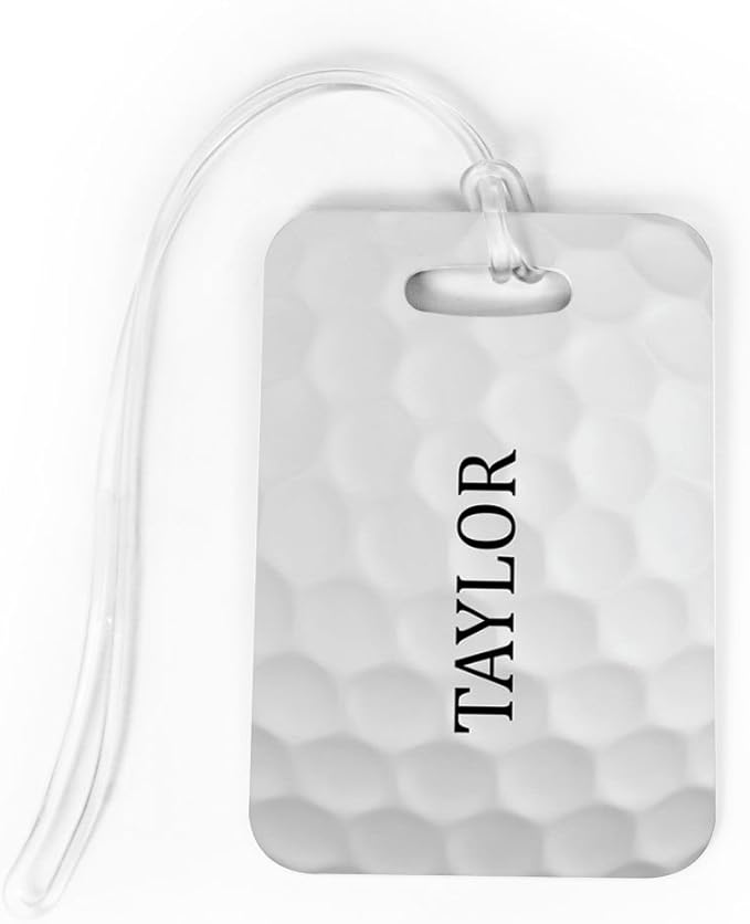 ChalkTalkSPORTS Golf Luggage & Bag Tag | Personalized Golf Ball Graphic | Standard Lines on Back | Medium