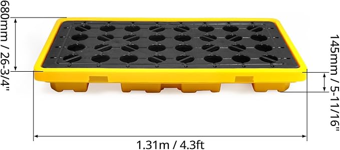 QWORK 2 Drum Modular Platform 5000 lbs. 30 Gallon Sump Containment Tray, Drum Spill Containment Pallet