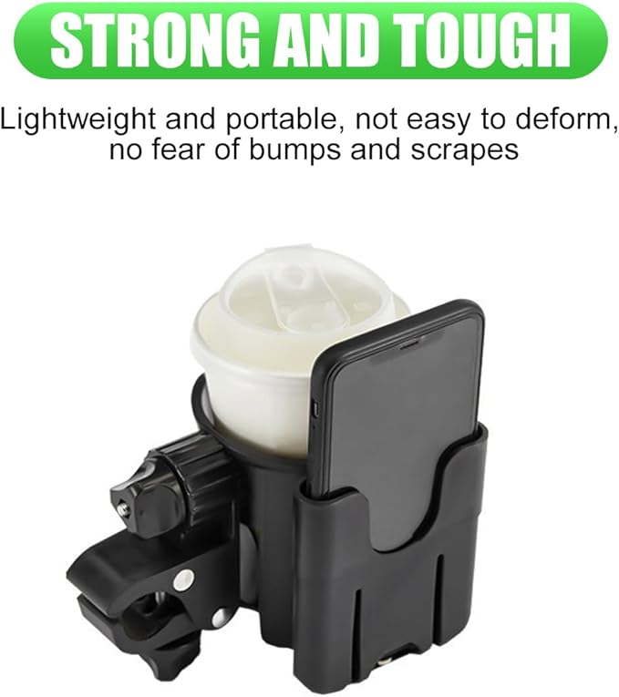 Golf Cart Cup Holders, Universal 2-in-1 Mug Phone Holder, Mount Compatible with EZGO/Club Car/Yamaha, 360° Swivel with Silicone Protective Pad, Bike, Wheelchair, Walker, Scooter