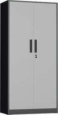 INTERGREAT Metal Storage Cabinet for Garage,72" Lockable Storage Cabinets with Doors and Adjustable Shelves,Black Steel Locking Cabinet for Garage,Office,Home,Gym,School (Black Grey)