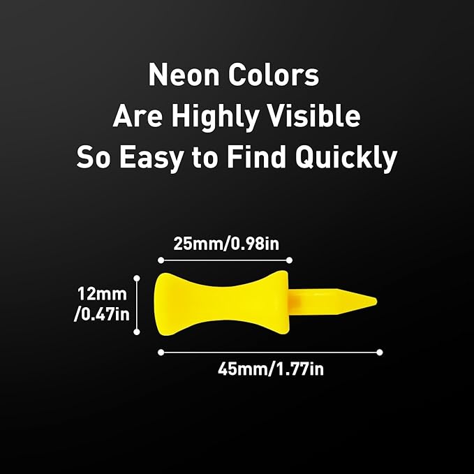 Plastic Golf Castle Tees Step Down Value 200 Count, Unbreakable Mixed or Same Height 1, 1 1/4, 2 3/4, 2 1/4, 2, 1 3/4, 1 1/2 Inch Length Colorful Pack for Practice