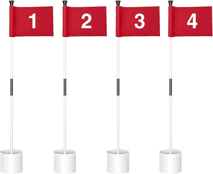 KINGTOP Golf Flagstick Mini, Putting Green Flag for Yard, All 3 Feet, Double-Sided Numbered Golf Flags, Golf Pin Flag Hole Cup Set, Portable 2-Section Design, Gifts Idea
