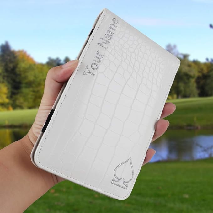 Craftsman Golf Crocodile Pattern Golf Scorecard Holder and Yardage Book Cover Case Protector Also Accept Custom Order with Your Name Stitched Customization Version