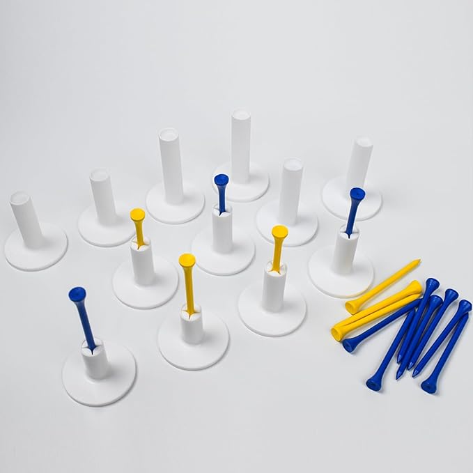 Rubber Golf Tees for Mats |Driving Range tee, Golf mat tees | Golf Accessories for Indoor & Outdoor Practice, 5 Sizes Rubber Tees & 20 Tall Plastic Golf Tees (32 Pcs)