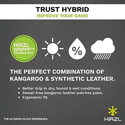 HIRZL Trust Hybrid Golf Glove– All Weather Mens Golf Glove (White/Black) | Nylon, Kangaroo Leather, Polyester | Ultimate Grip (Wet or Dry), Ergonomic Fit, Breathable, Sweat Free, Water Repellent