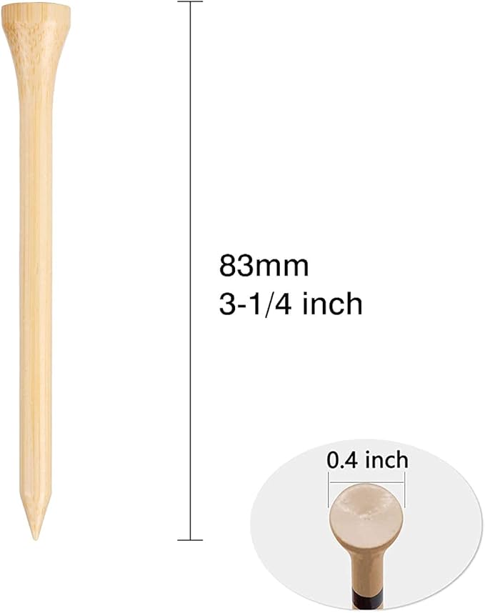 Golf Tees Durable Bamboo Tees 100Pcs 100Pcs 3-1/4" Friendly Biodegradable Material Reduce Friction Side Spin More Stable