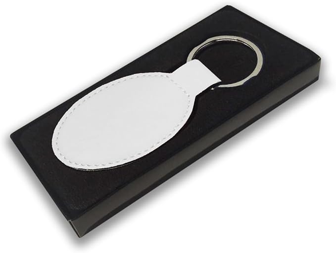LaserGram Oval Keychain, Palm Trees, Personalized Engraving Included (White)