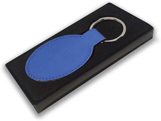 LaserGram Oval Keychain, Golf Ball, Personalized Engraving Included (Dark Blue)