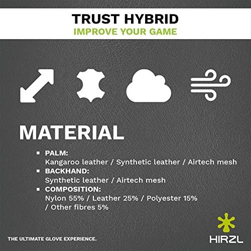 HIRZL Trust Hybrid Golf Glove– All Weather Mens Golf Glove (White/Black) | Nylon, Kangaroo Leather, Polyester | Ultimate Grip (Wet or Dry), Ergonomic Fit, Breathable, Sweat Free, Water Repellent