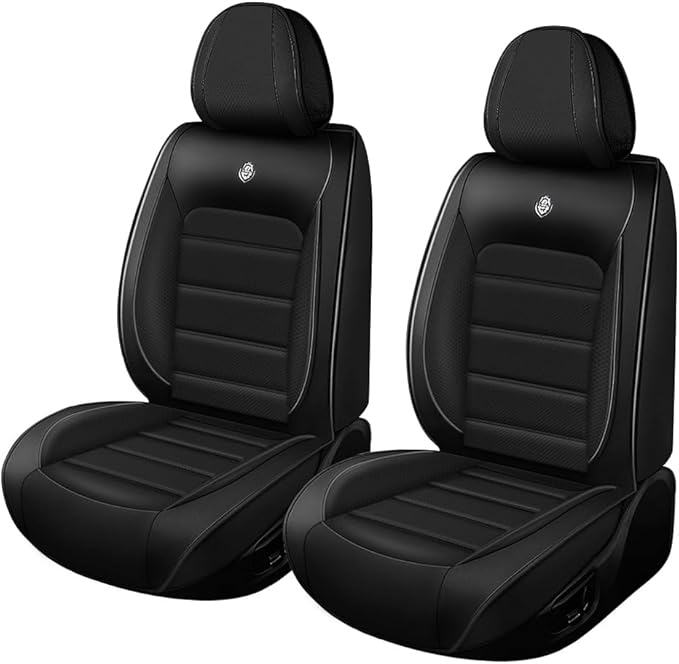 Leather Car Seat Covers for Volkswagen Golf SportWagen 2015-2019,Waterproof Soft Seat Covers,Interior Accessories Seat Covers Protector Airbag Compatible(2pcs Black Standard)