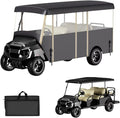Golf Cart Cover Enclosure 4&6 Passenger, Golf Cart Cover for Yamaha Club Car EZGO, Waterproof 600D Oxford Rain Cover, Transparent Tail Light Panel, Foldable Door,4-Sided Clear Windows